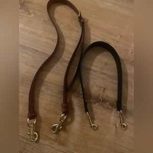 Two COACH Leather Purse Straps with Gold Hardware